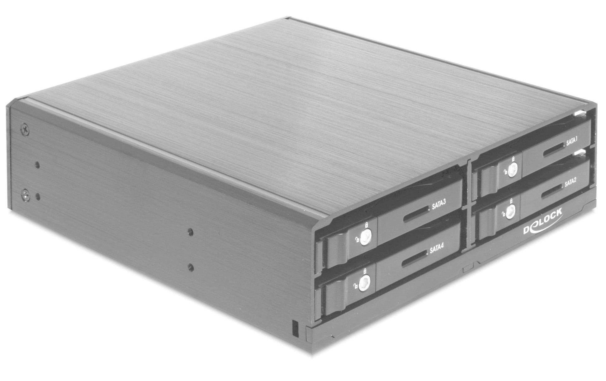 DeLOCK 47220 HDD-Einbausatz – 4× 2,5" HDD in 5,25" Einschub, 6 Gbit/s, Hot-Swap, abschliessbar, Schwarz