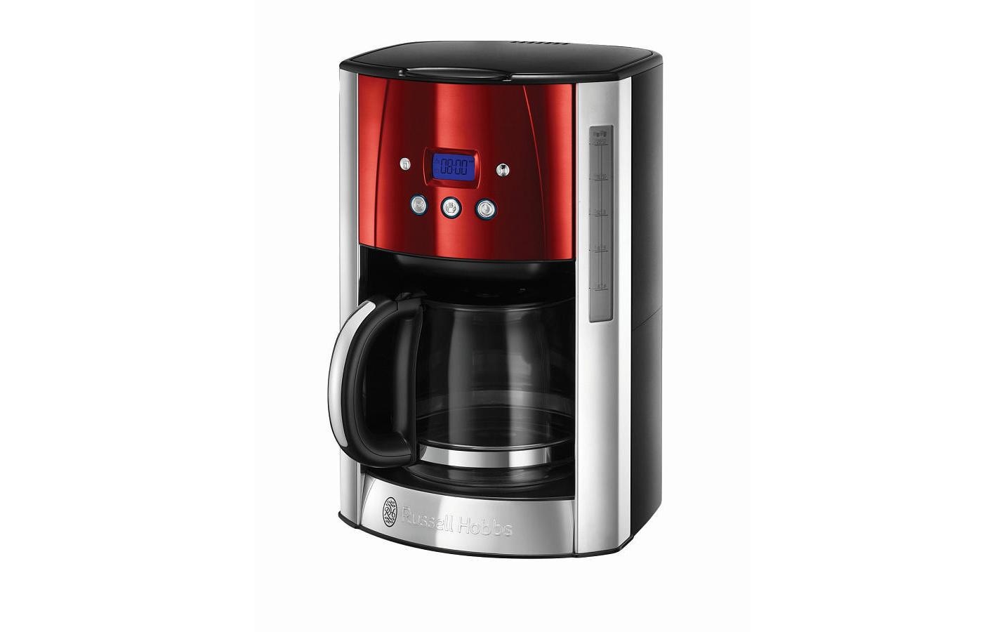 Russell Hobbs Luna Solar Filterkaffeemaschine – 12 Tassen, 1,5 l, Karaffe, Rot