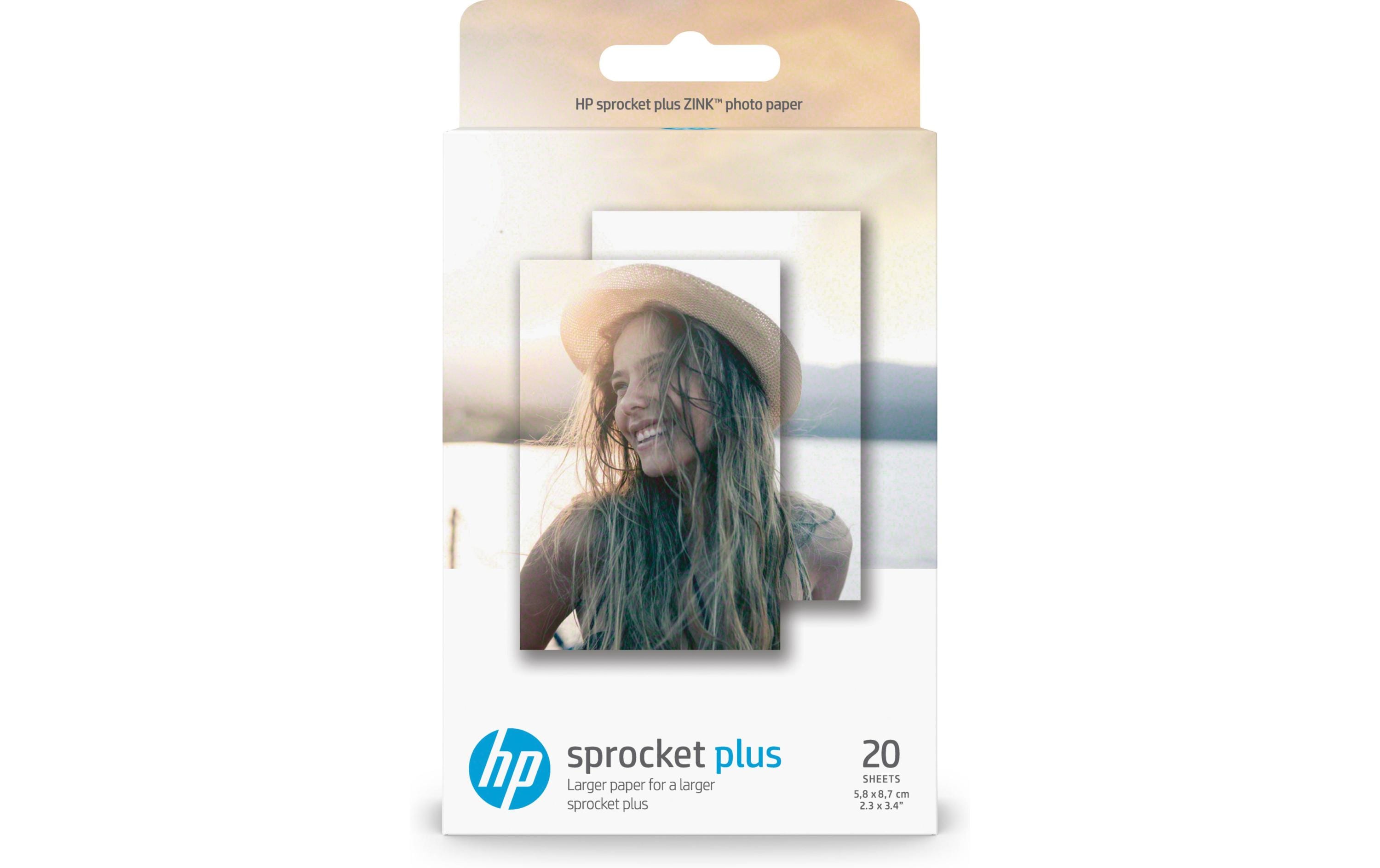 HP ZINK Sticky Plus Fotopapier – glänzend, 5,8 × 8,7 cm, 20 Blatt, selbstklebend, für HP Sprocket Plus