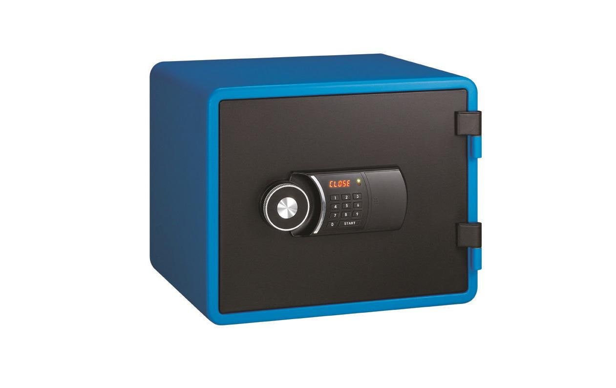Rieffel Tresor – mit Zahlenschloss, feuerfest, blau, 424 × 388 × 344 mm