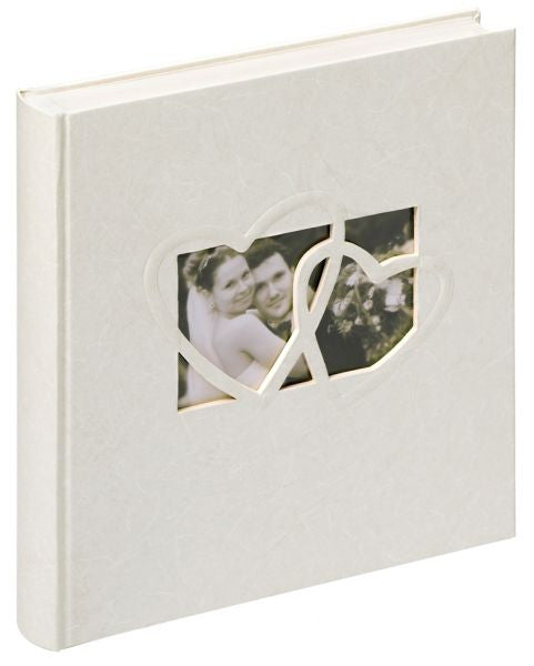 Walther Design Fotoalbum Sweet Heart – für 280 × 305 mm, weiss, mit Pergaminzwischenblättern, Textil