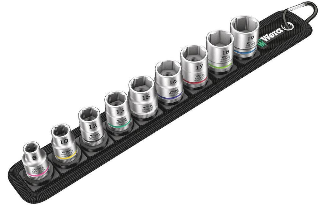 Wera Zyklop – Stecknuss-Satz 3/8" 8/10/12… mm, 9-teilig, Box, Belt B 4