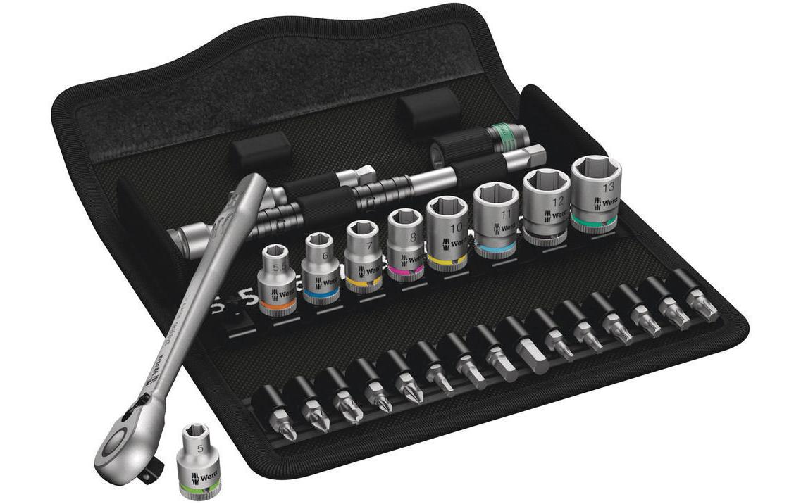 Wera Zyklop – Knarrensatz 1/4", 28-teilig, mit Ratsche, 5,5/6/7… mm, Box, 8100 SA 8