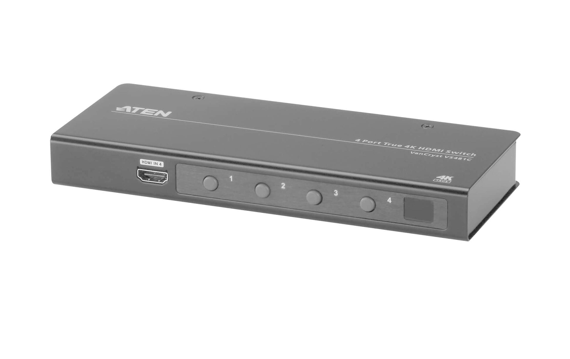 ATEN VS481C – HDMI-Switch – 4K UHD, HDMI 2.0, 4 Eingänge, 1 Ausgang – Schwarz, Metall