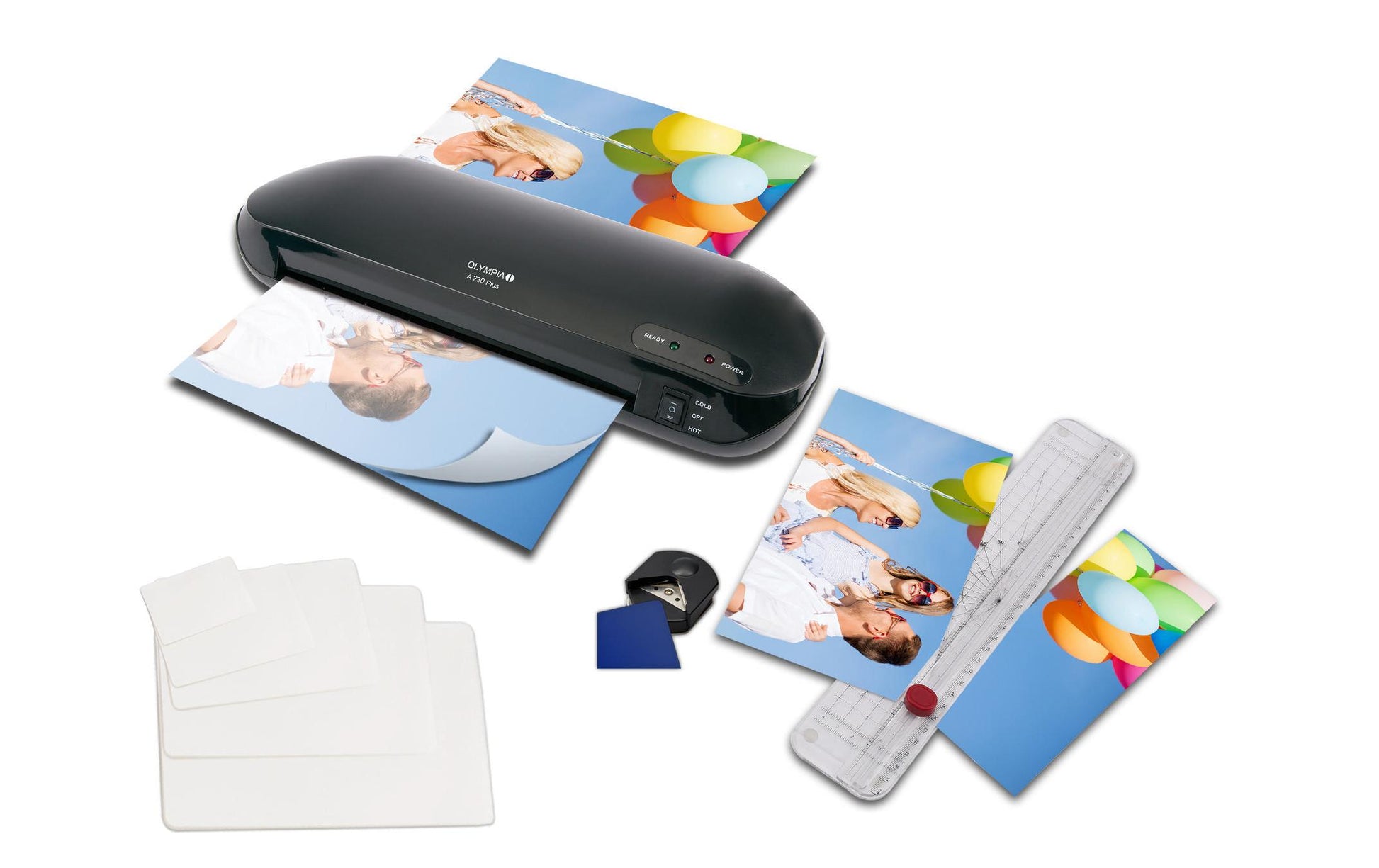 Olympia A230 Plus Laminiergerät A4 – Kalt-/Heisslaminator, bis 125 µm, 2 Rollen, 400 mm/min, schwarz