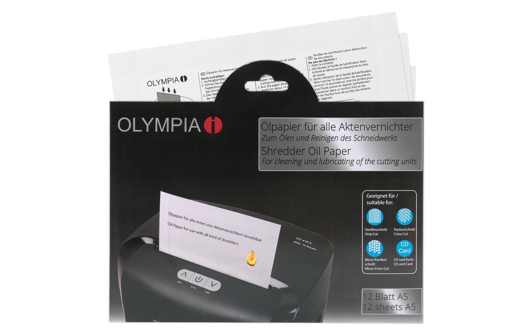 Olympia Ölpapier für Aktenvernichter – 12 Stk., für Olympia Shredder