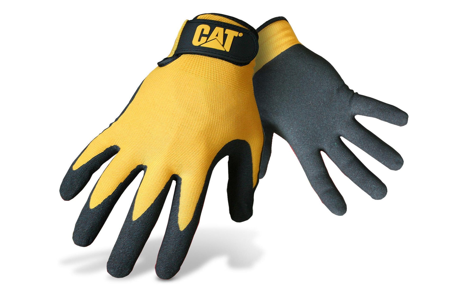 CAT Arbeitshandschuhe – XL, 1 Paar – Nitril/Nylon, EN 388:4131, Schwarz/Gelb, Verstärkte Fingerspitzen