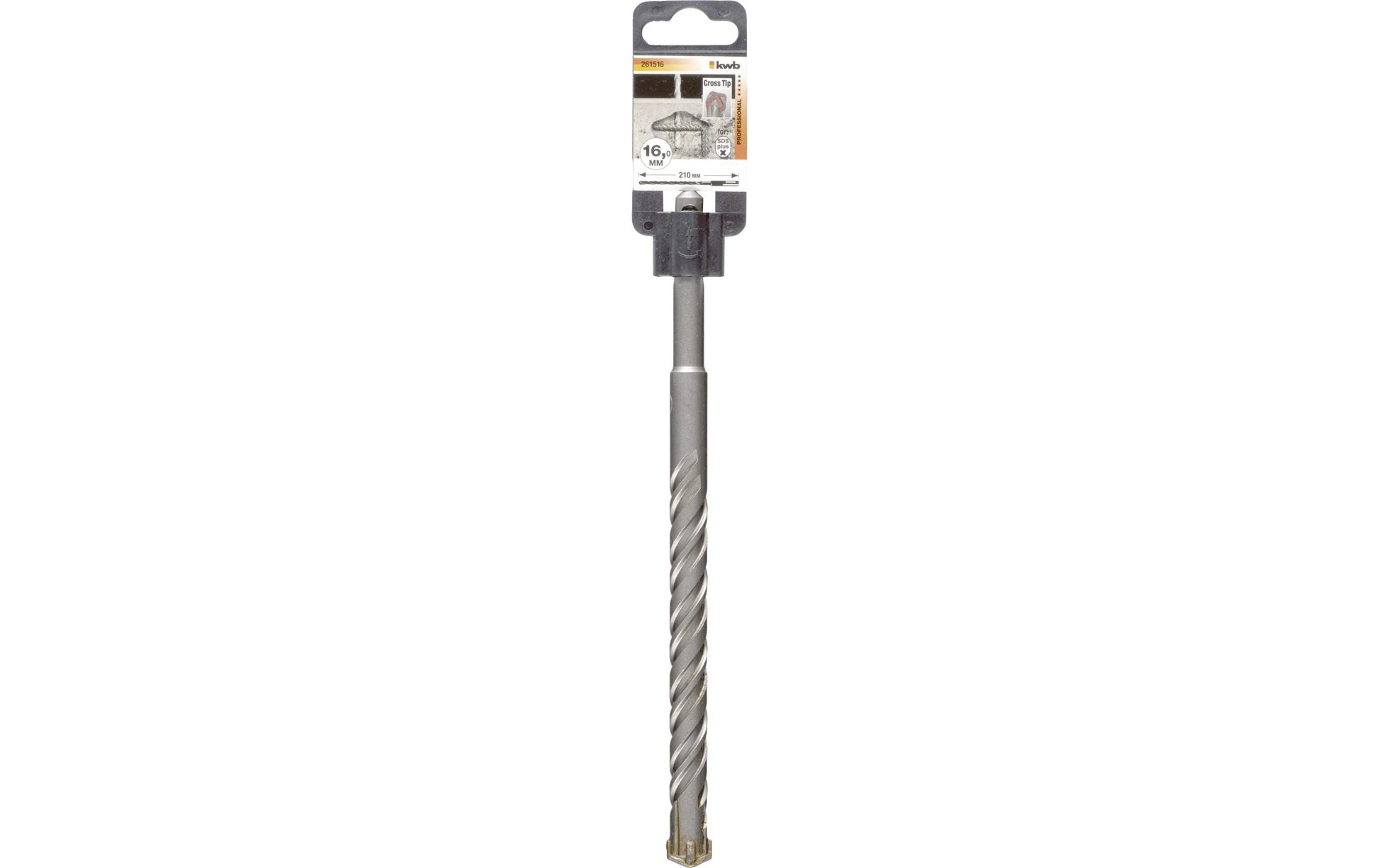 kwb Hammerbohrer 16 × 210 mm Hartmetall SDS Plus – für Mauerwerk & Beton – 4-Schneider