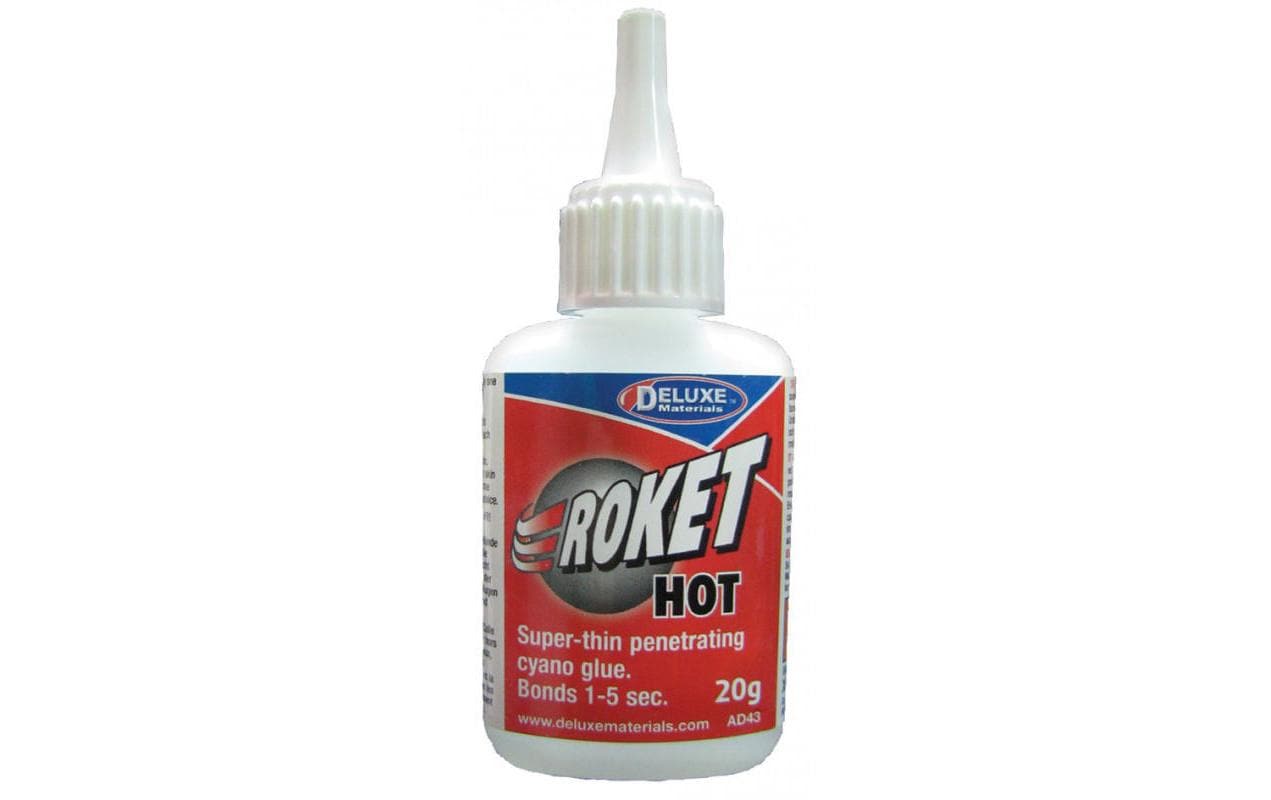 Deluxe Materials Sekundenkleber Roket Hot CA – Transparent – 20 g – für Holz