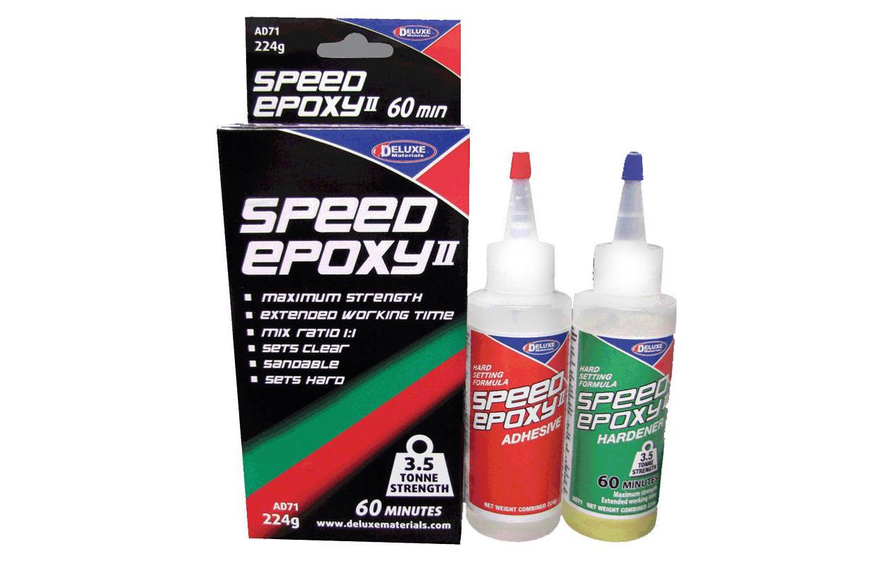 Deluxe Materials 2K-Epoxidharzkleber Speed Epoxy II 60 min – transparent – 2 Stk – 224 g – für Holz
