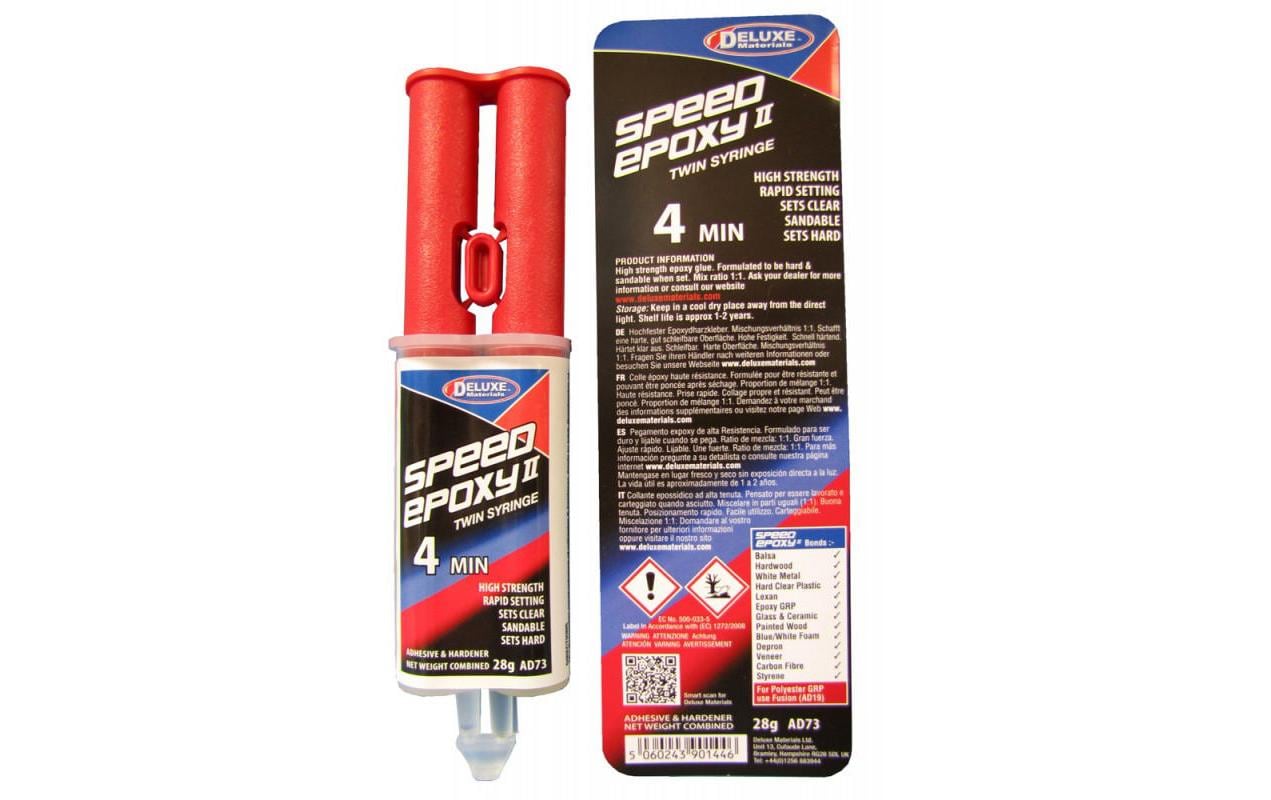 Deluxe Materials 2K-Epoxidharzkleber Speed Epoxy II 4 min Spritze – transparent – 28 g – für Holz
