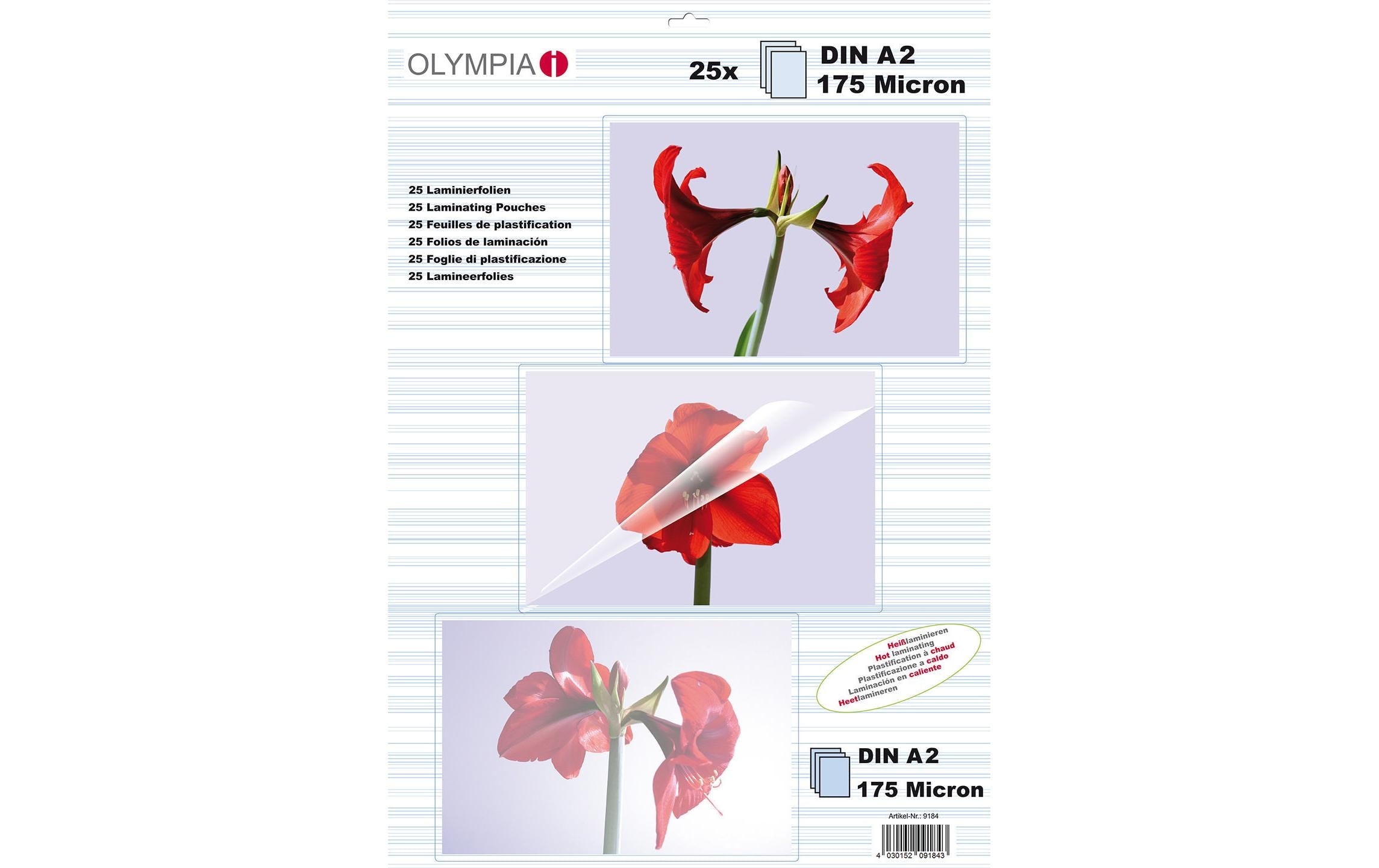 Olympia Laminierfolien A2 – 175 µm, glänzend, 25 Stück