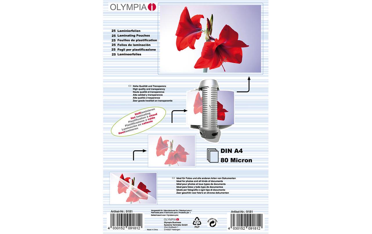 Olympia Laminierfolien A4 – 80 µm, glänzend