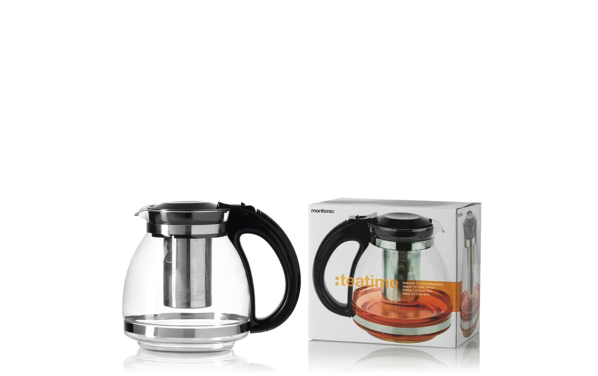 Montana Teekanne Teatime – 1,1 l, Ø 19 cm, H 17 cm, Glas, Transparent, mit Edelstahlfilter