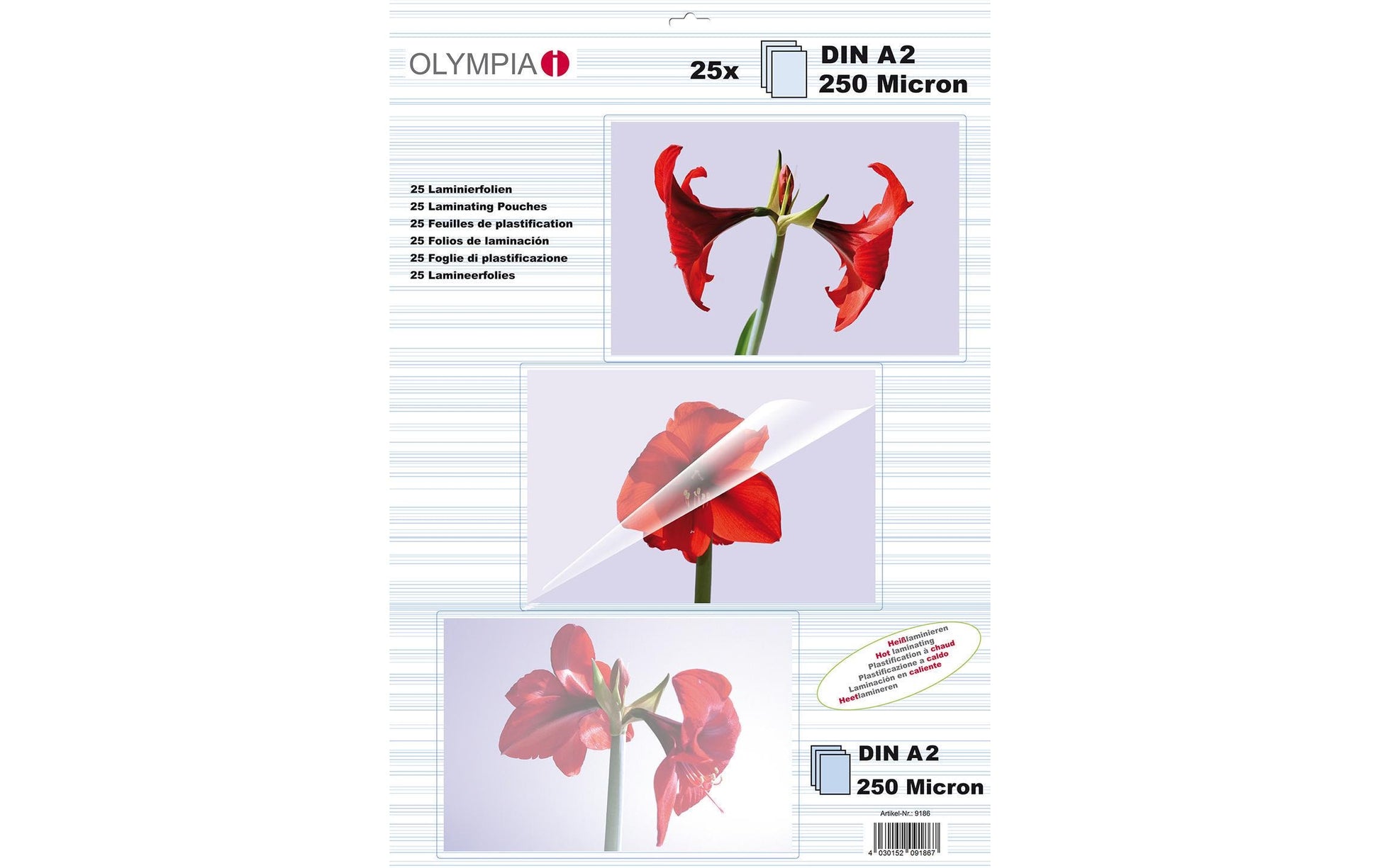Olympia Laminierfolien A2 – 250 µm, glänzend, 25 Stück