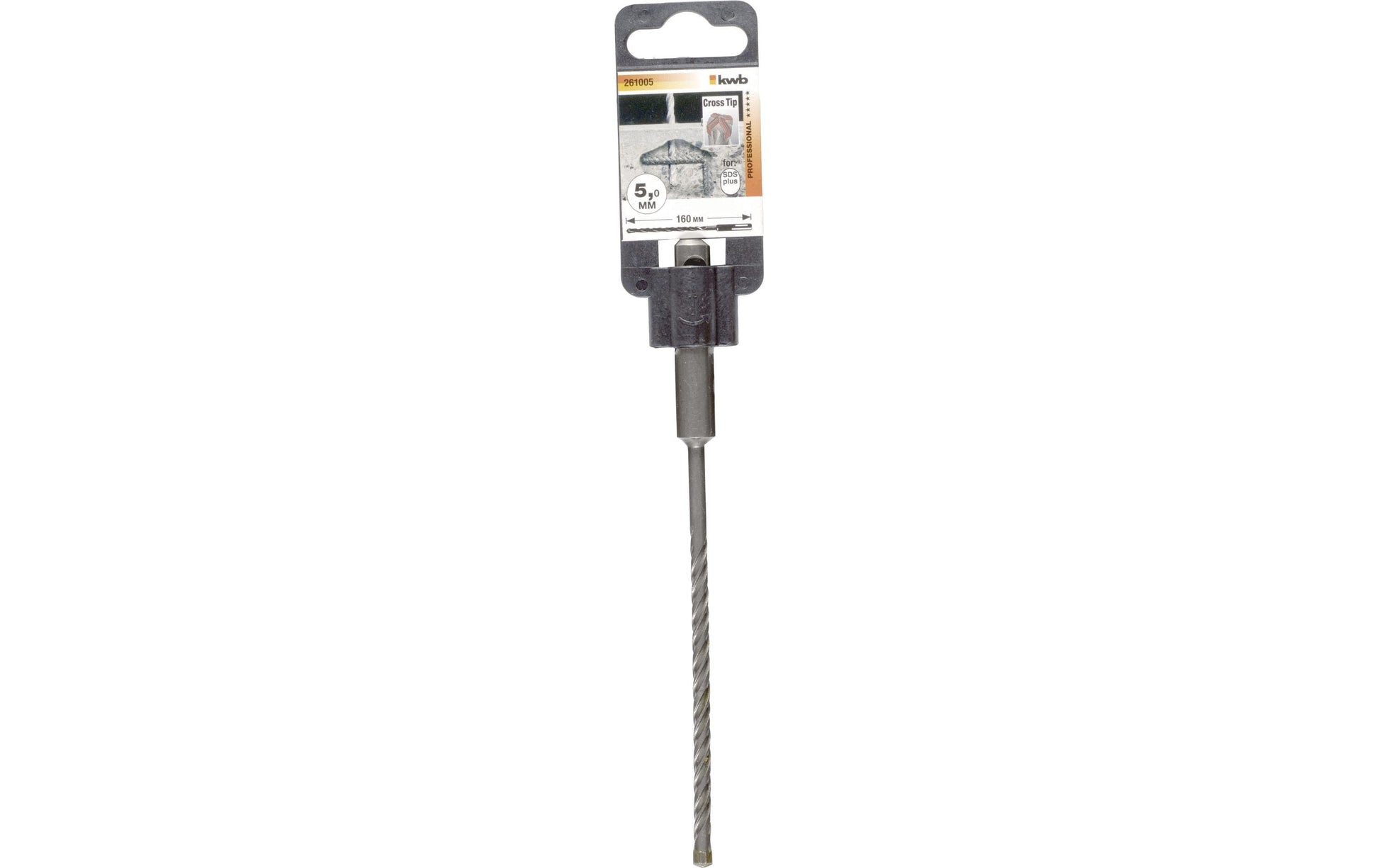 kwb Hammerbohrer 5 × 160 mm Hartmetall SDS Plus – für Mauerwerk & Beton – 1 Stück – 4-Schneider