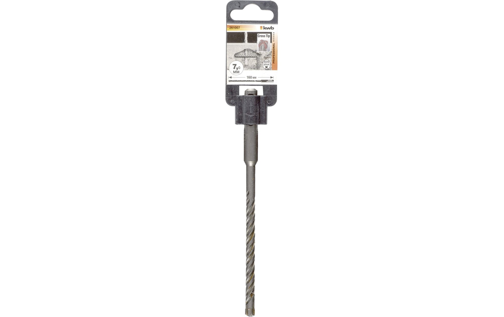 kwb Hammerbohrer – Ø7 mm × 160 mm, Porenbeton, Mauerziegel, Beton, Sandstein, Stein