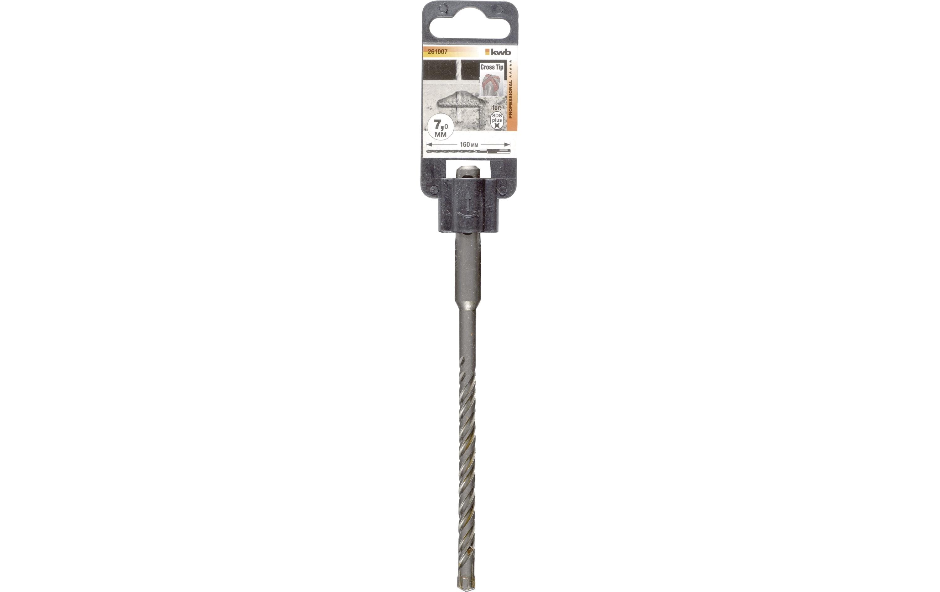 kwb Hammerbohrer – Ø7 mm × 160 mm, Porenbeton, Mauerziegel, Beton, Sandstein, Stein