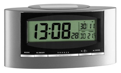 TFA-Dostmann TFA Dostmann Digitalwecker – Funk, Schlummerfunktion, Thermometer, 15,6 × 7,8 × 5,2 cm, Silber