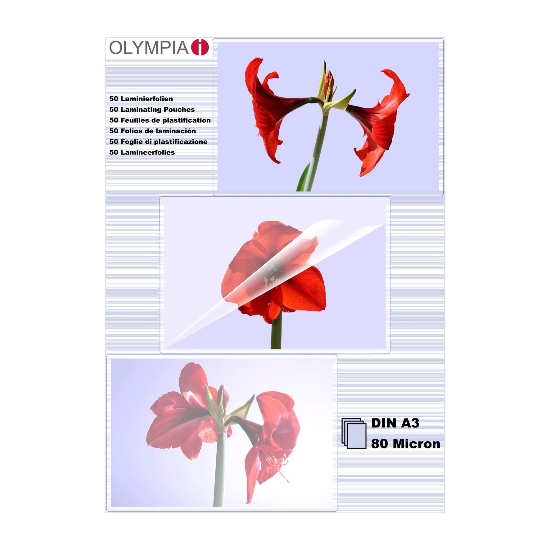 Olympia Laminierfolien A3 – 80 µm, glänzend, 50 Stück