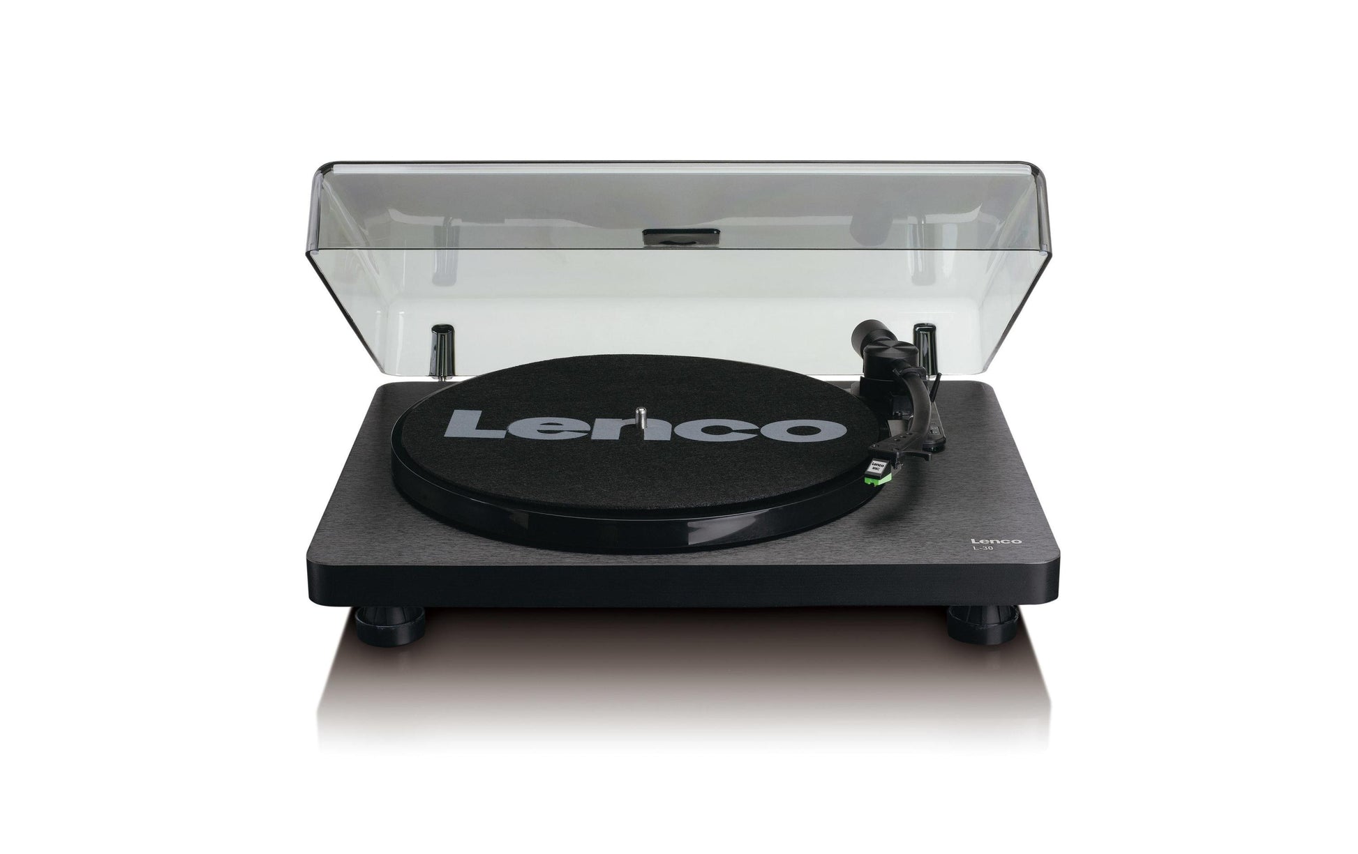 Lenco L-30 – Plattenspieler – Stationär – Riemenantrieb, 33⅓ U/min, USB, eingebauter Verstärker – Schwarz
