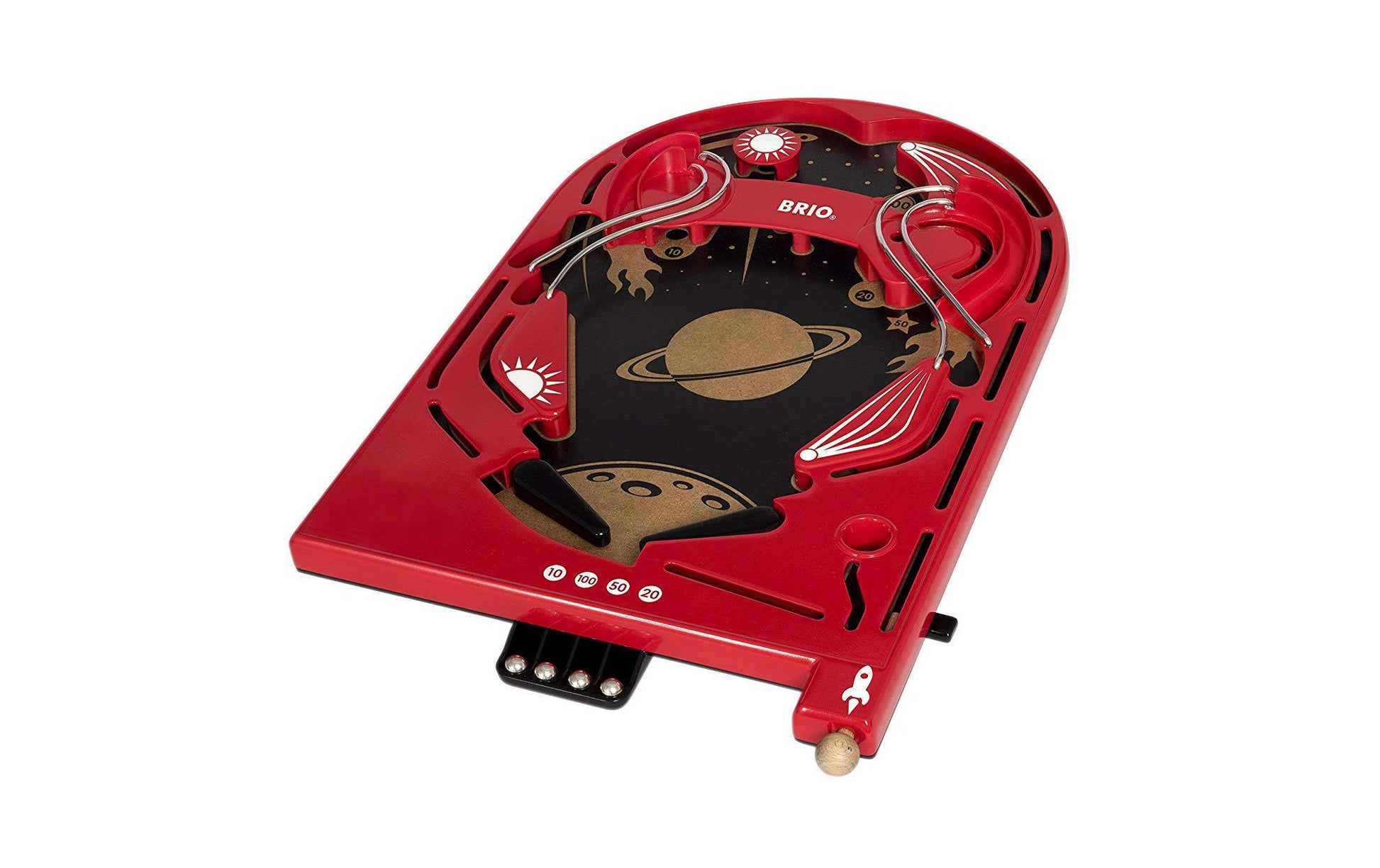 BRIO Holz-Flipper Space Safari – Geschicklichkeitsspiel, 1–4 Spieler, ab 3 Jahren, 20 Min., DE