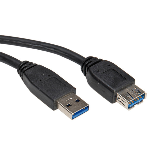 ROLINE USB-A Verlängerungskabel (Stecker auf Buchse) – USB 3.2 Gen 1 – 1,8 m – Vergoldete Kontakte – Schwarz