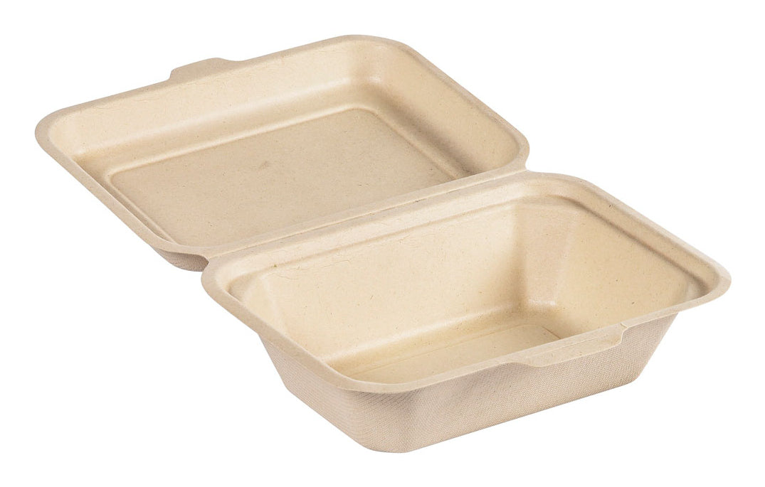 BioPak Take-away-Box, Bagasse (Zuckerrohr) – 600 ml 180 × 130 × 50 mm, braun