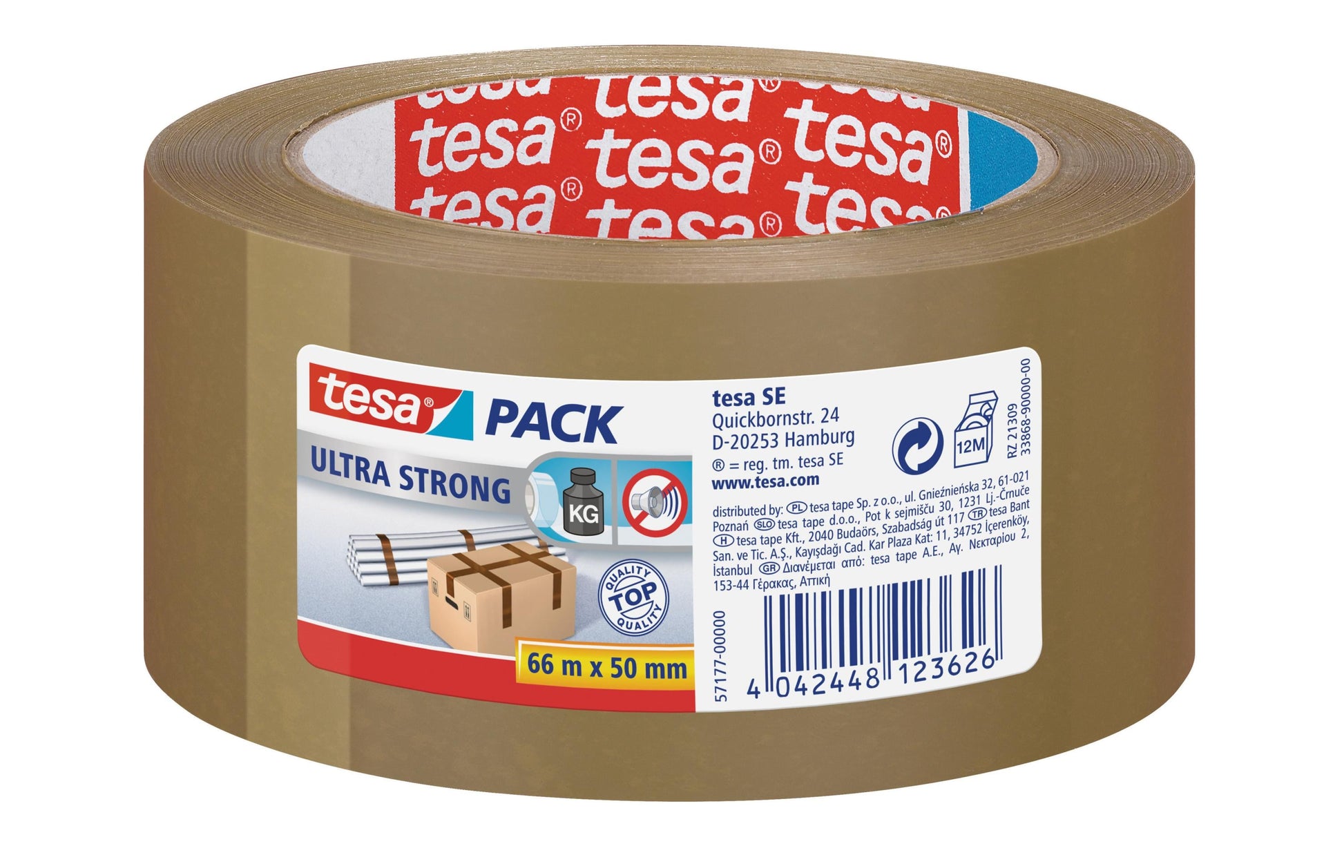 tesa Vinylband – 50 mm × 66 m, braun, stark