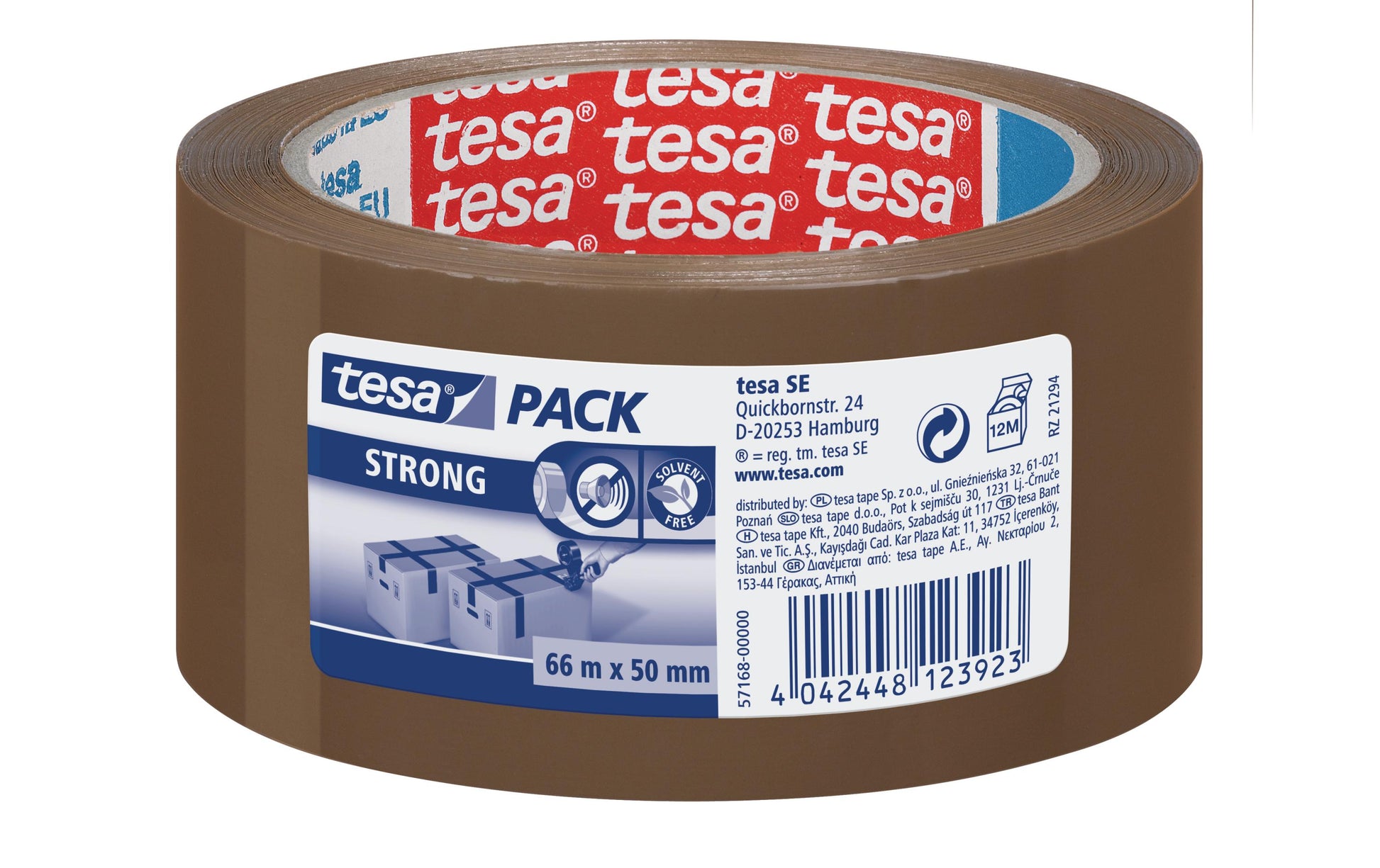 tesa Verpackungsband – 50 mm × 66 m, braun, stark
