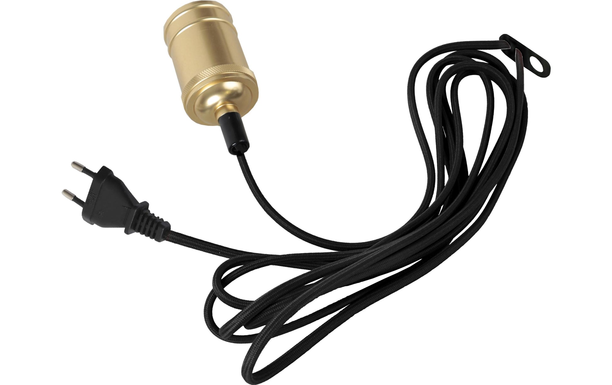 Star Trading Lampenhalter E27, 3,5 m, Textilkabel, dimmbar, Gold – IP20 – 1 Stk.