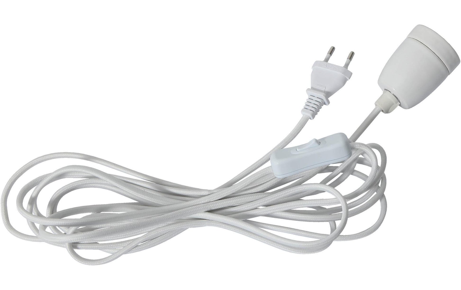Star Trading Lampenhalter mit Kabel E27 5 m – mit Schalter, weiss, Kunststoff – IP20