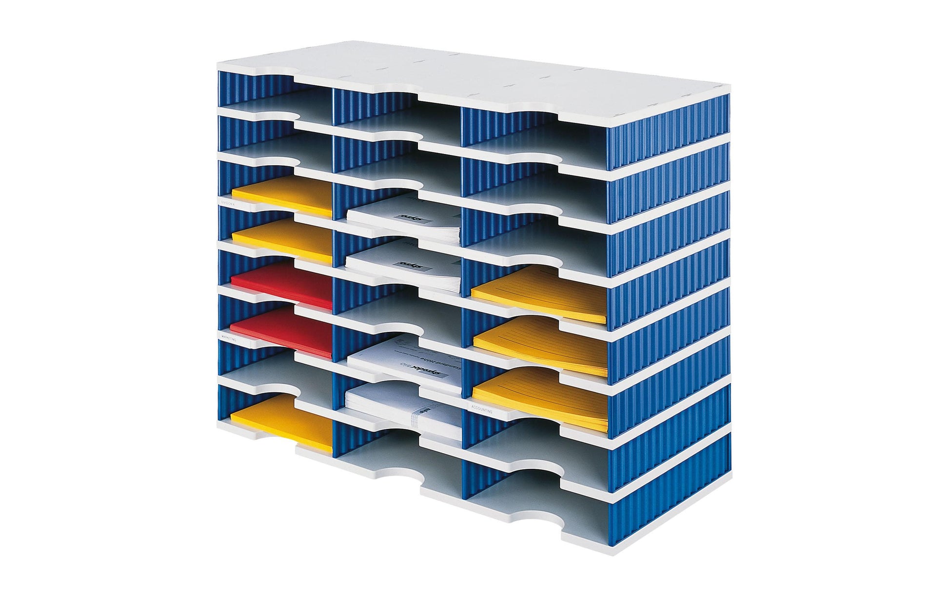 Styrodoc trio Aufbewahrungsbox – 24 Fächer, 723 × 573 × 331 mm, blau, grau, Kunststoff (PS)