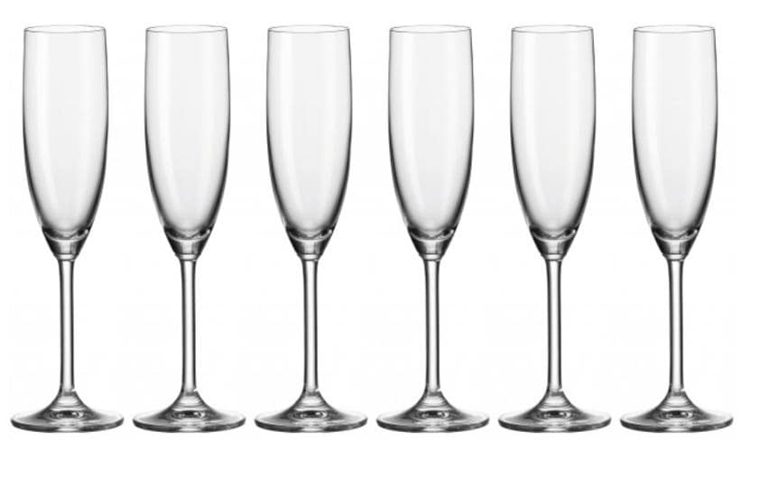 LEONARDO Daily Sektglas – 0,20 l, Kristallglas, transparent, spülmaschinenfest, 6 Stück