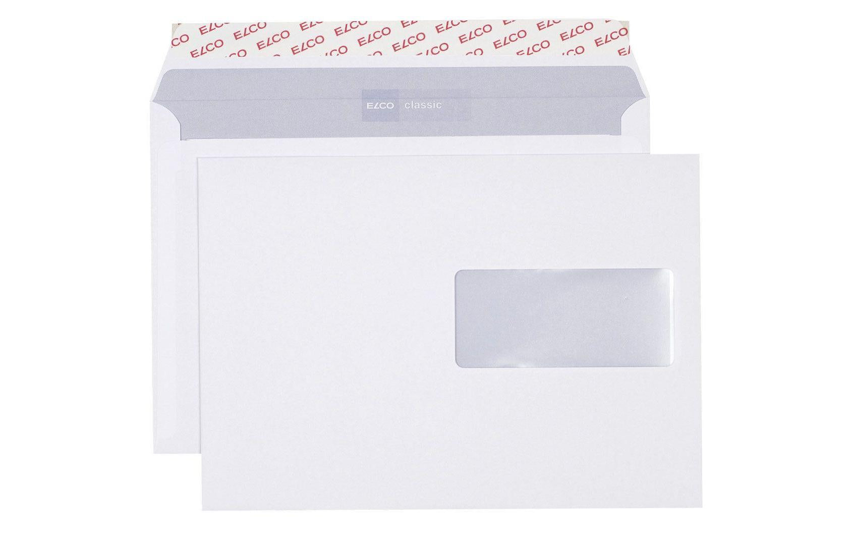 Elco Couvert C5 (229 × 162 mm), mit Fenster, selbstklebend, weiss, 100 g/m² – 500 Stk.