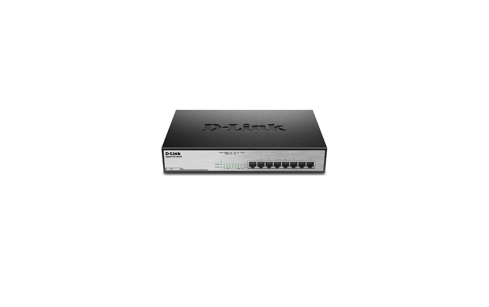 D-Link DGS-1008MP – Unmanaged Switch – 8× 1G, PoE+, PoE-Budget 140 W, 1U
