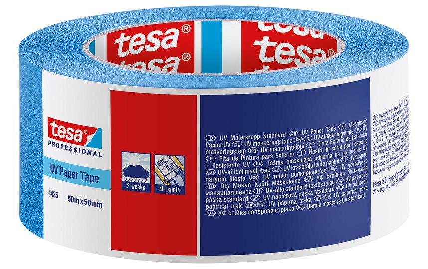 TESA Malerband 4435, blau – 50 mm × 50 m, UV-beständig