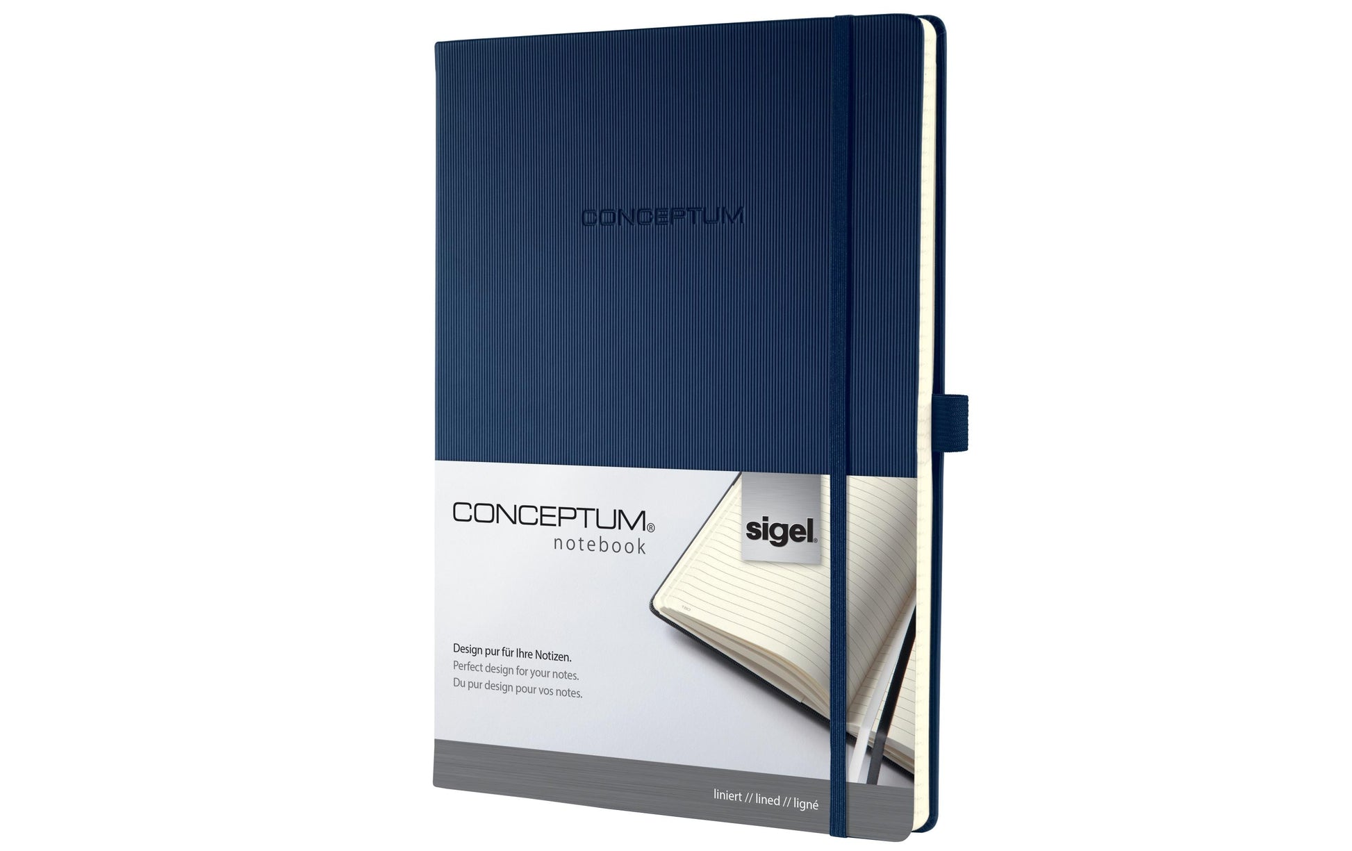 Sigel Notizbuch Conceptum, A4, liniert, Fadenheftung, 194 Seiten, 80 g/m² – Nachtblau