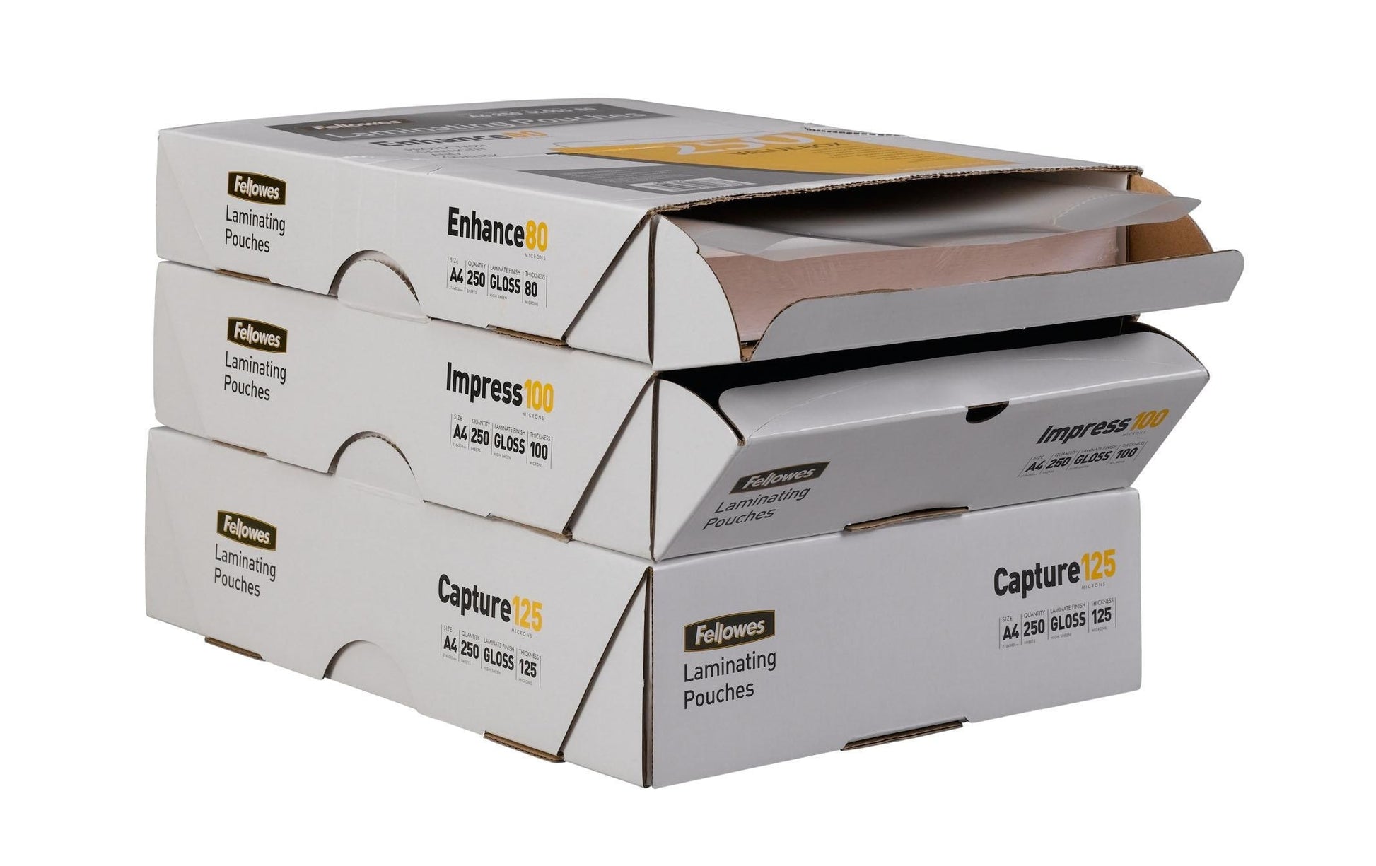 Fellowes Laminierfolien A4, glänzend – 80 µm, 216 × 303 mm, 250 Stk.