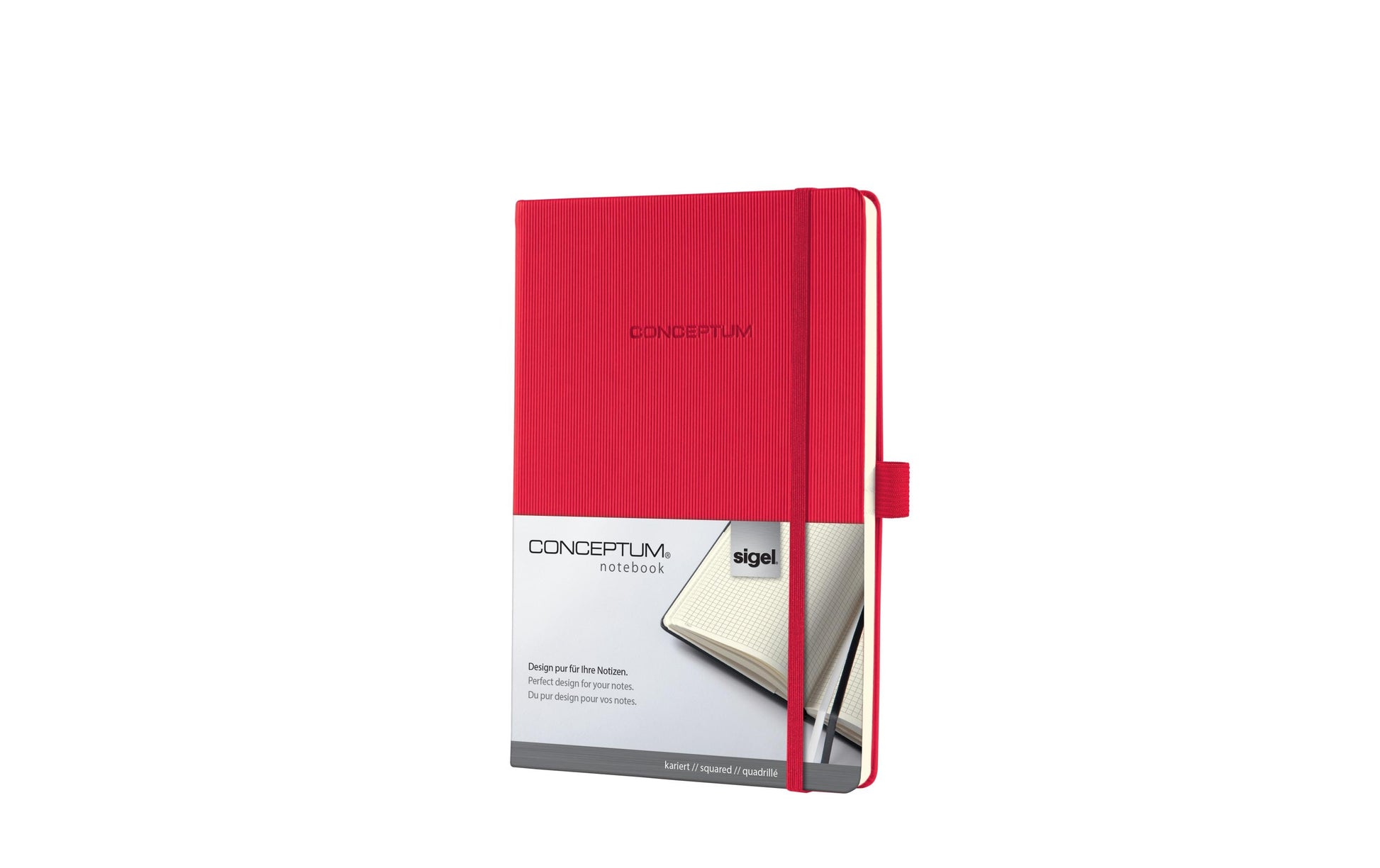 Sigel Notizbuch Conceptum, A5, kariert, Fadenheftung, Hardcover, 194 Seiten, 80 g/m² – rot