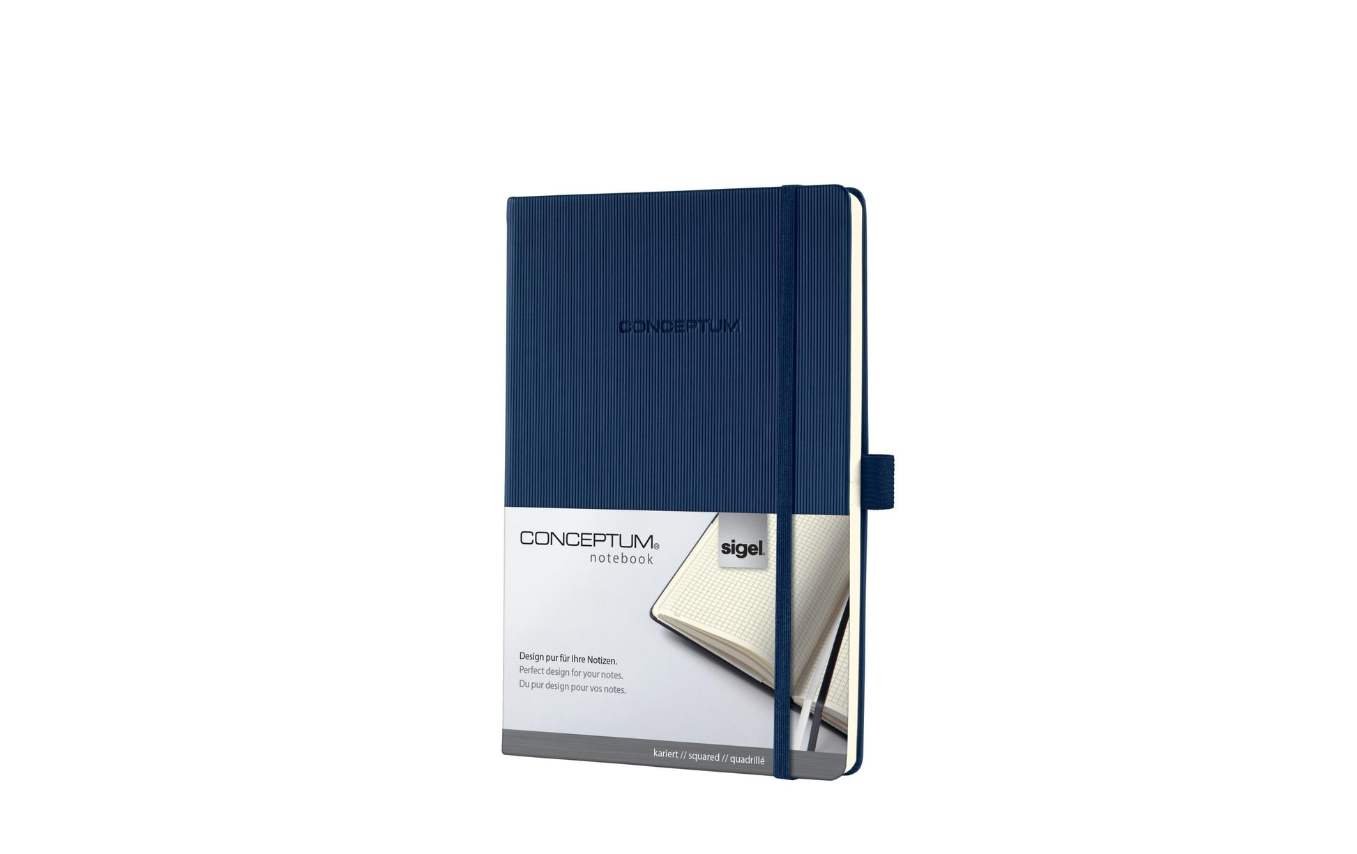 Sigel Notizbuch A5, kariert, Fadenheftung, Hardcover, 194 Seiten, 80 g/m² – Mitternachtsblau