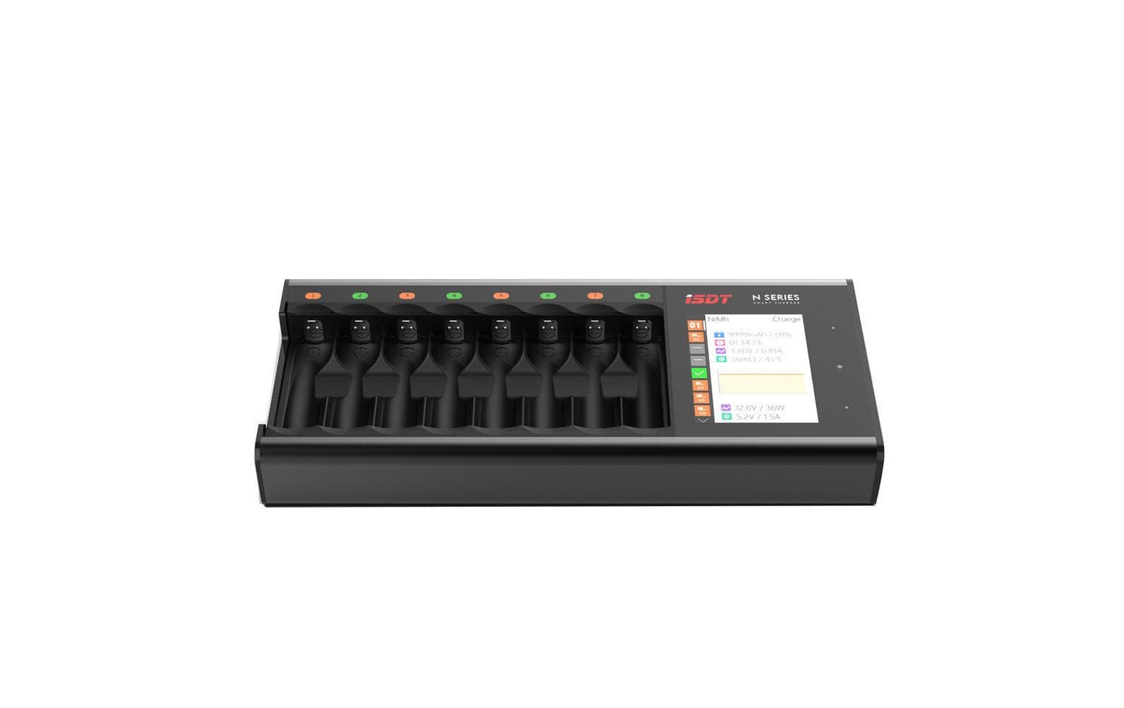 ISDT N8 Ladegerät – 18 W, 8 Zellen, mit Display – für AA, AAA