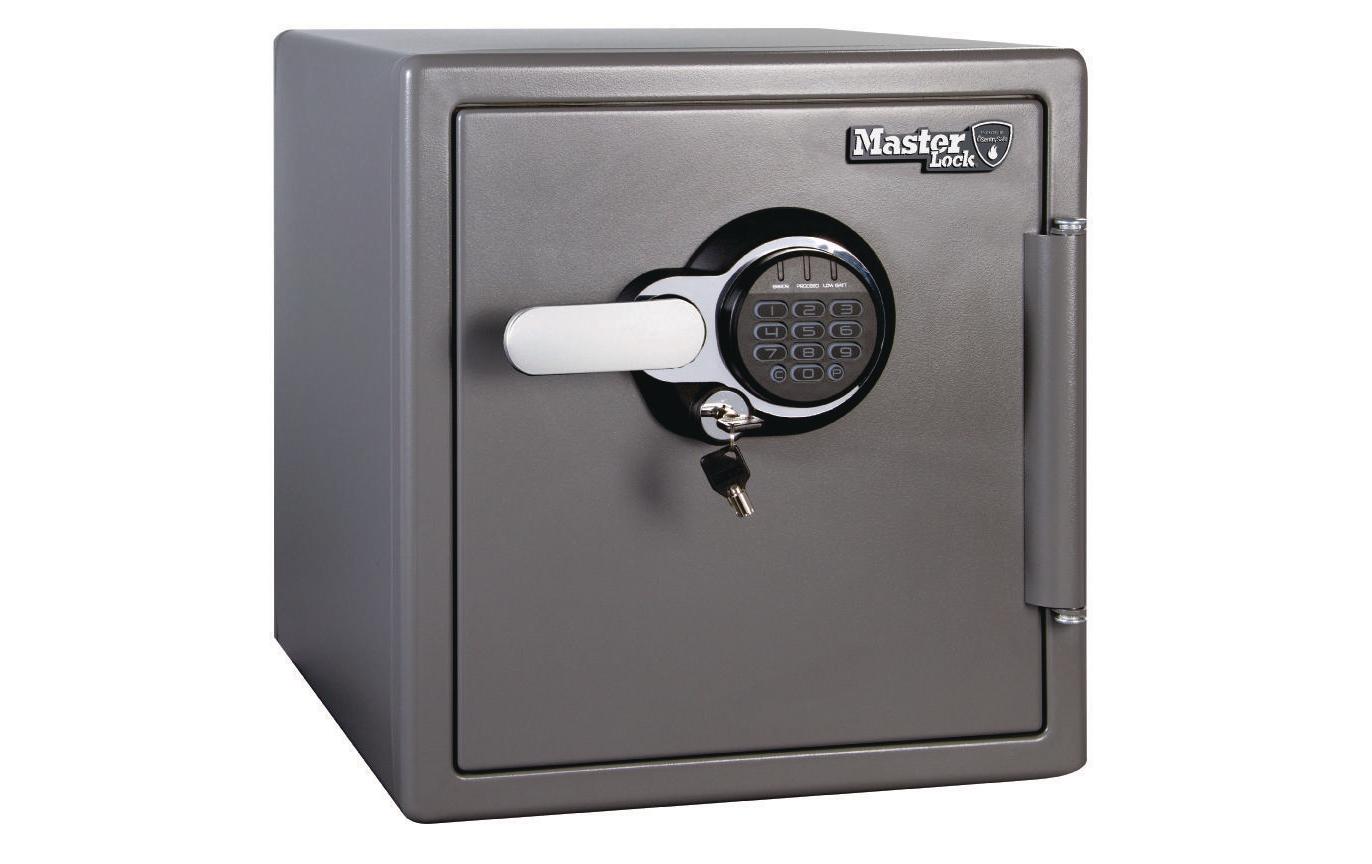 Master Lock Tresor LTW123GTC – Elektronik + Schlüssel – 33,6 l – Feuerschutz 120 min, Wasserschutz 1440 min