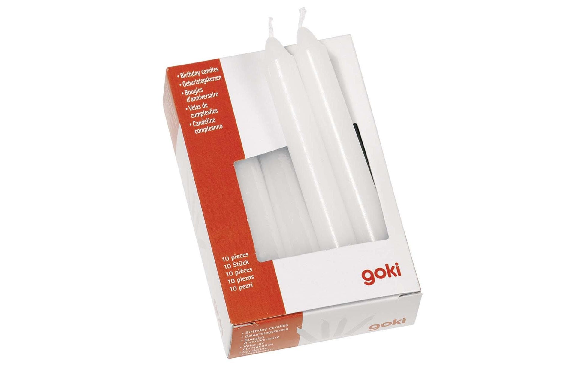 Goki Geburtstagskerzen – Weiss – 10 cm × Ø 1,3 cm – 10 Stk