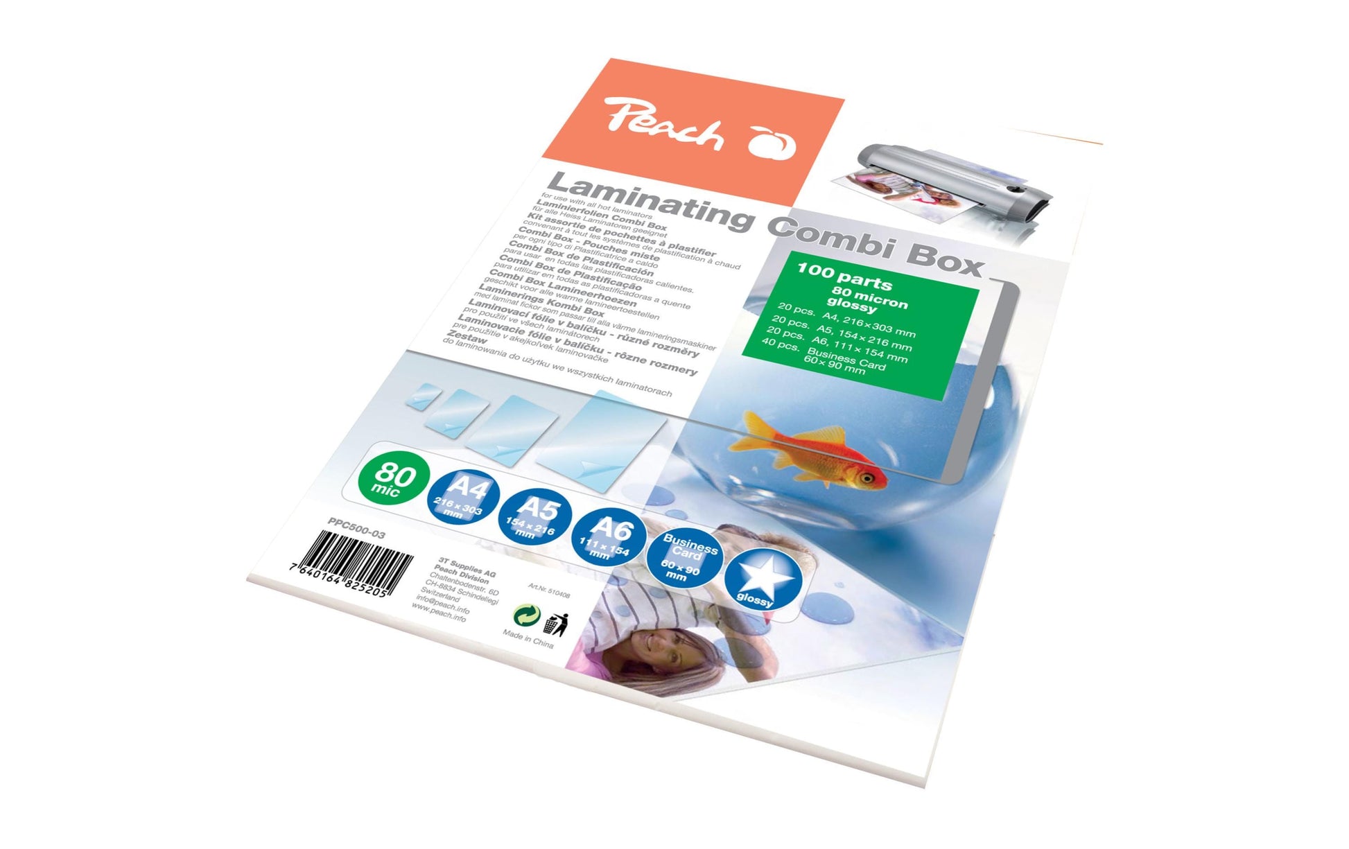 Peach Laminierfolien A4 – 80 µm, glänzend, 100 Stück