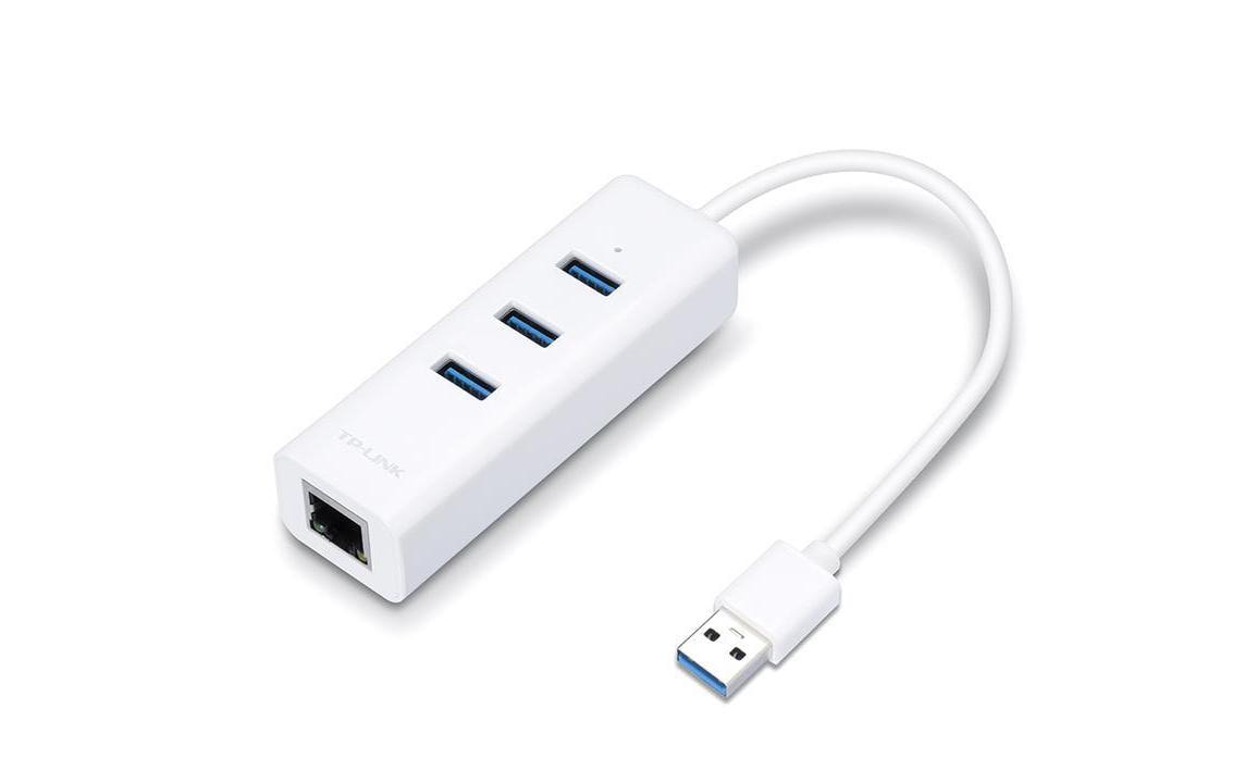 TP-Link UE330 USB-Hub – 3× USB-A, GbE, für Windows/Mac/ChromeOS
