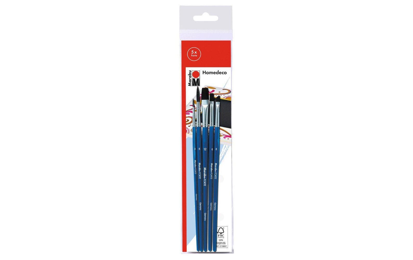 Marabu Textilpinsel – Grössen sortiert, Synthetikhaare, Länge 140 mm, 3er-Pack, FSC-zertifiziert