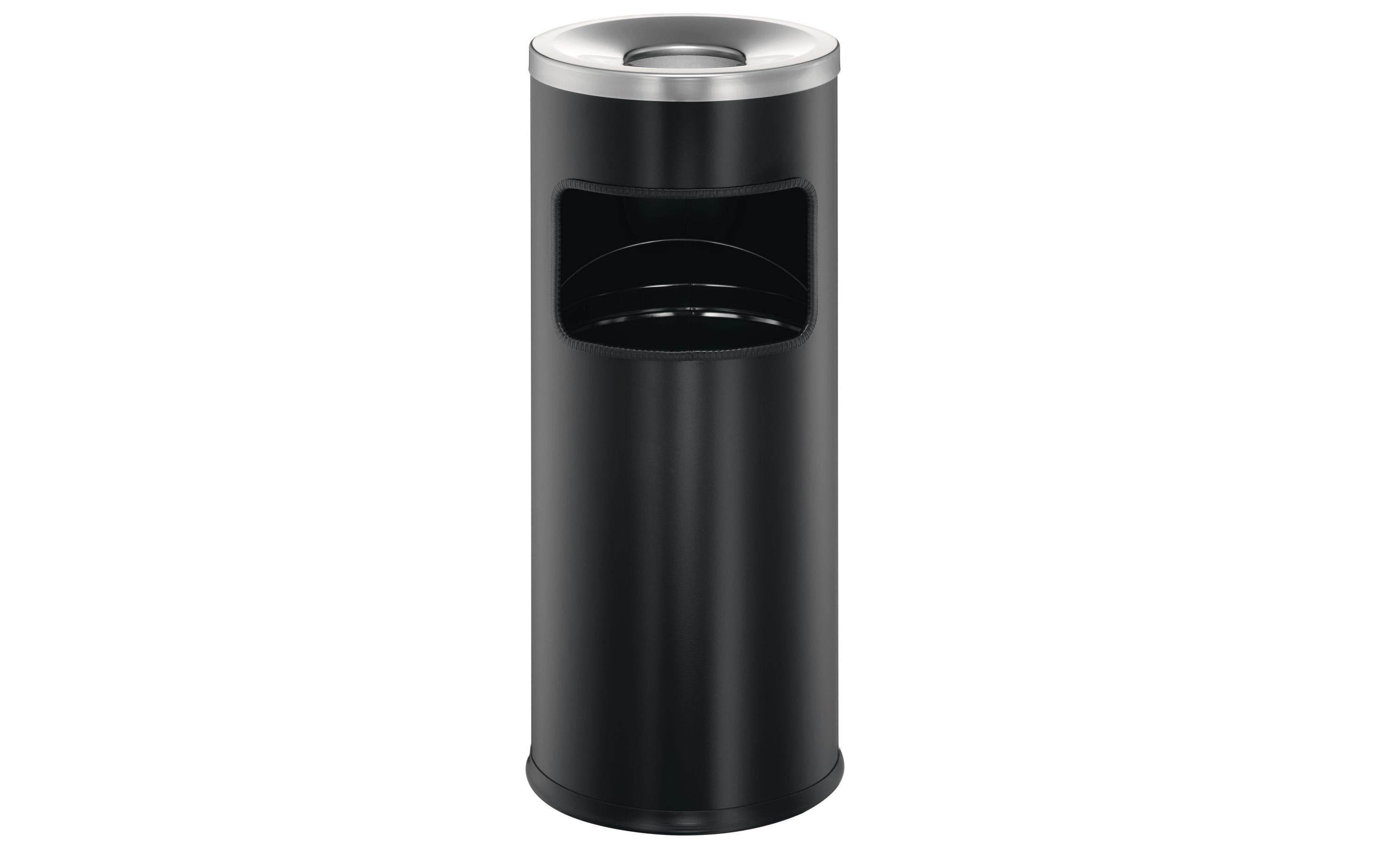 Durable Papierkorb Safe mit Ascher – Ø25 cm, Höhe 63 cm, Schwarz