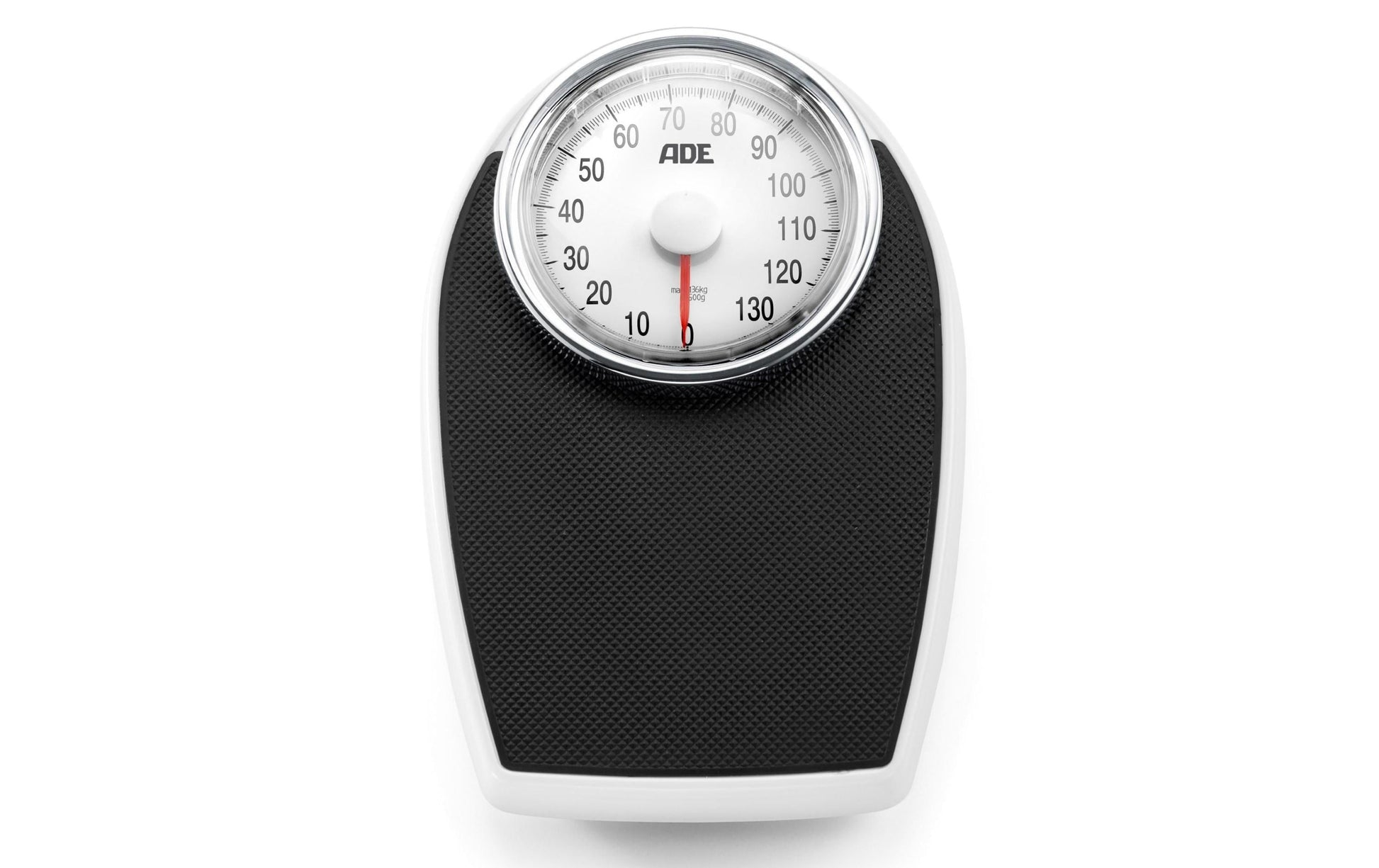 ADE Universalwaage Victoria – Tragkraft 136 kg, Teilung 500 g, Wiegefläche 28,5 × 43 cm, Metall, Schwarz