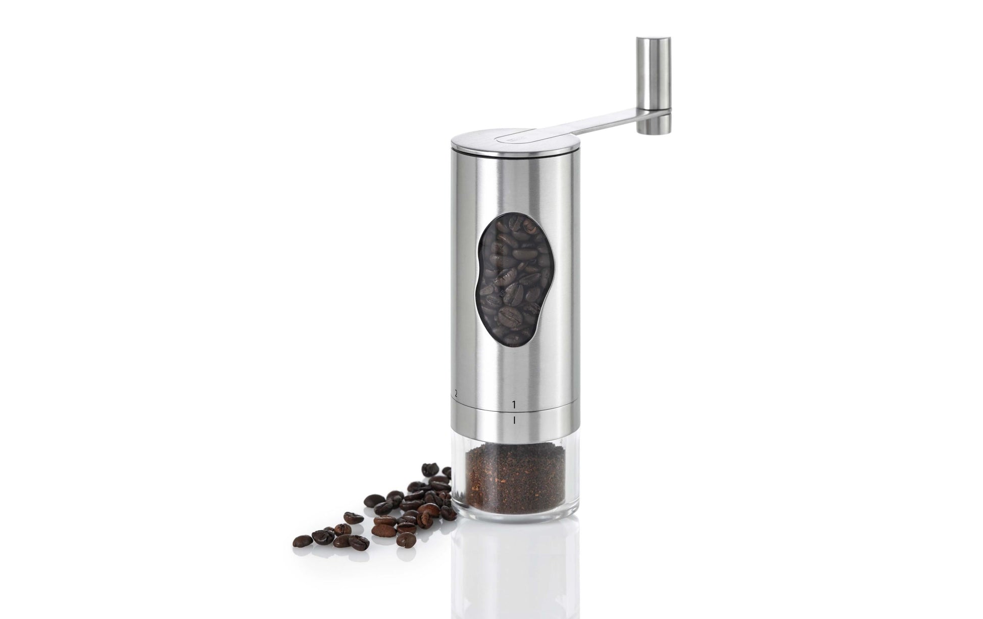 AdHoc Mrs. Bean – Kaffeemühle, Ø 6 × 18 cm, Edelstahl, Schlagmahlwerk, Silber